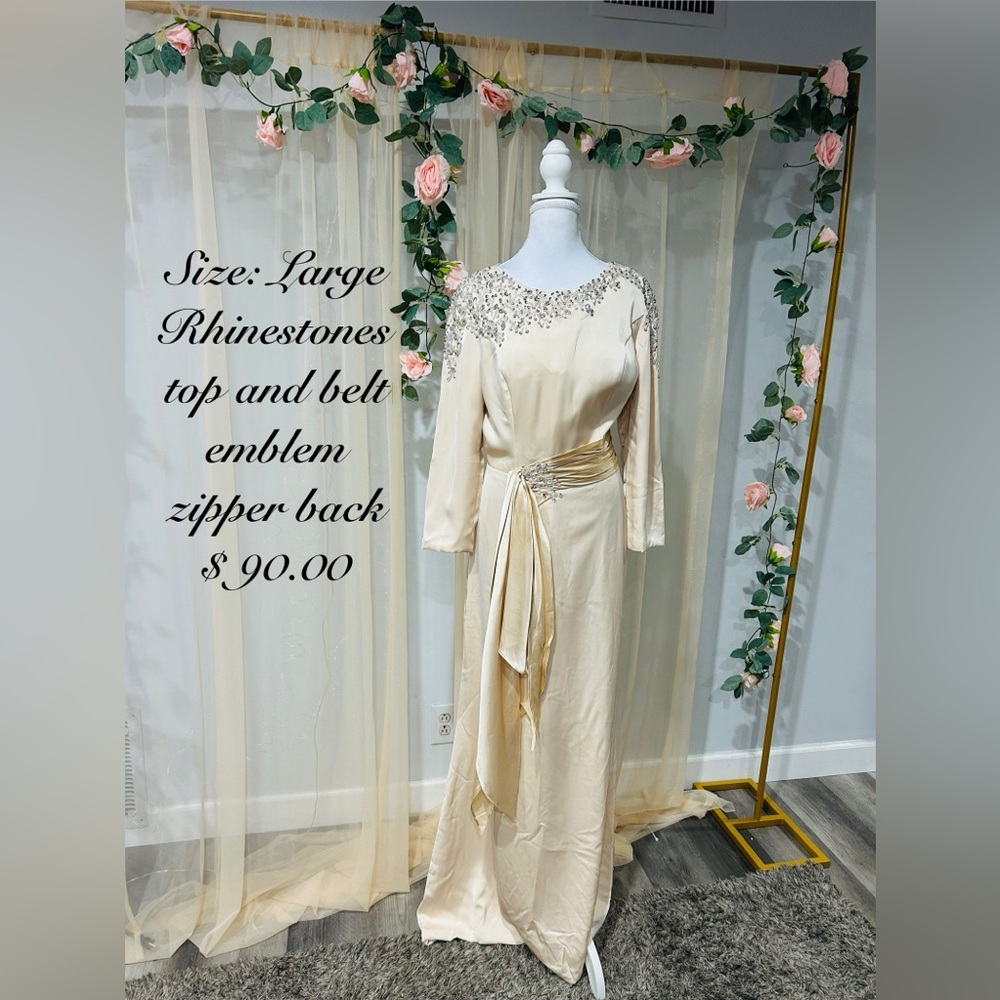 Elegant Cream Rhinestone Dress